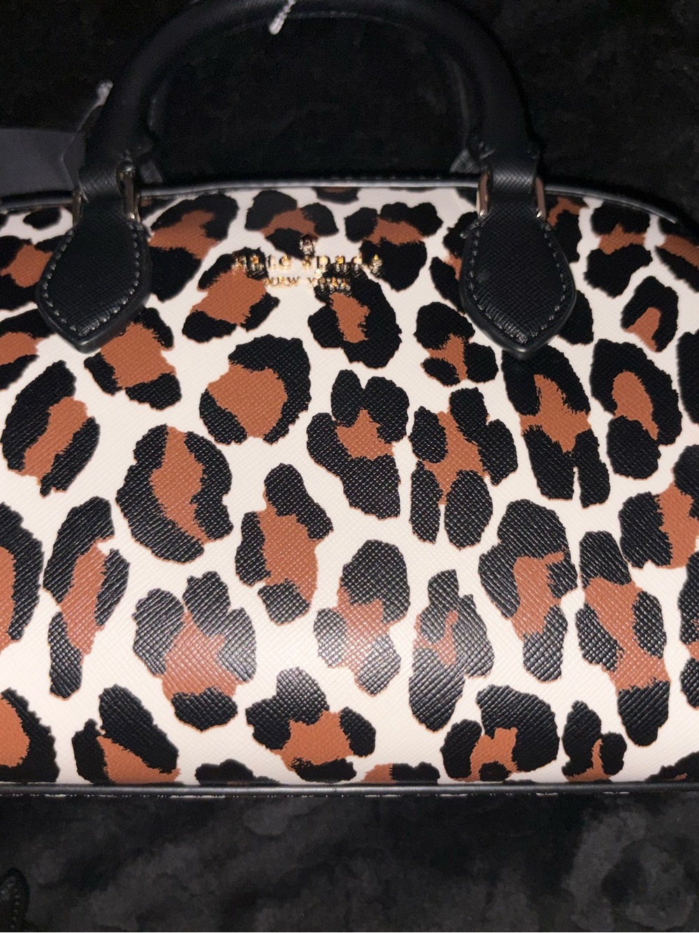 kate spade Leopard Print Satchel in Black and Brown
